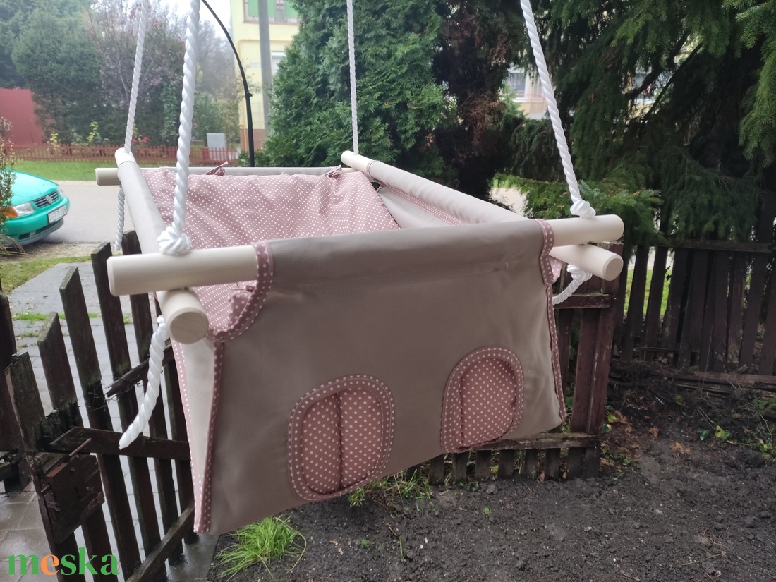 100 % pamut drapp-tejeskávé pöttyös hinta kislányoknak - játék & sport - hinta & kerti játék - Meska.hu