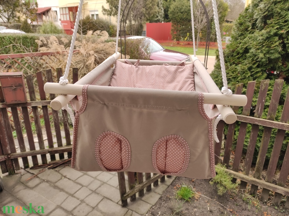 100 % pamut drapp-tejeskávé pöttyös hinta kislányoknak - játék & sport - hinta & kerti játék - Meska.hu