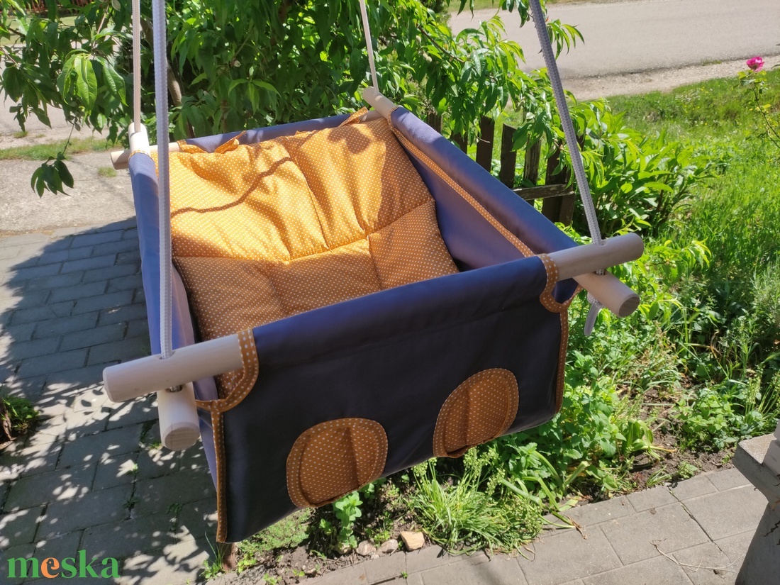 100 % pamut szürke-mangó pöttyös hinta - játék & sport - hinta & kerti játék - Meska.hu
