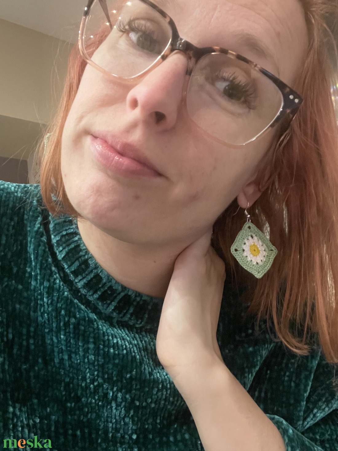 Virágmintás horgolt fülbevaló - ékszer - fülbevaló - lógó fülbevaló - Meska.hu