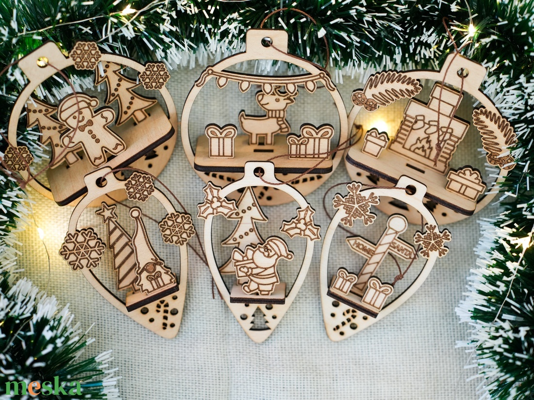 Karácsonyi fadíszek - 6 db-os készlet - karácsony - karácsonyi lakásdekoráció - karácsonyfadíszek - Meska.hu