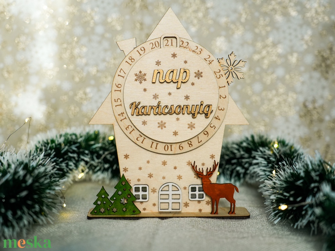 Fa karácsonyi visszaszámláló házikó � Kreatív Ünnepi Élmény! - karácsony - karácsonyi lakásdekoráció - karácsonyi lakásdíszek - Meska.hu
