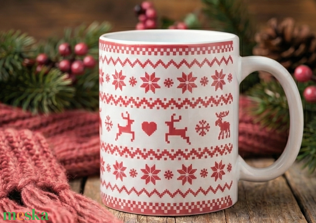 Kötött karácsonyi mintás bögre - otthon & életmód - konyhafelszerelés, tálalás - tálalás - bögre & csésze - Meska.hu