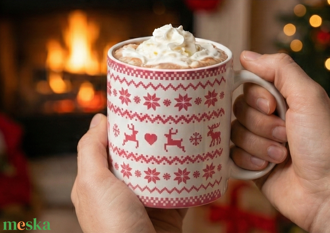 Kötött karácsonyi mintás bögre - otthon & életmód - konyhafelszerelés, tálalás - tálalás - bögre & csésze - Meska.hu