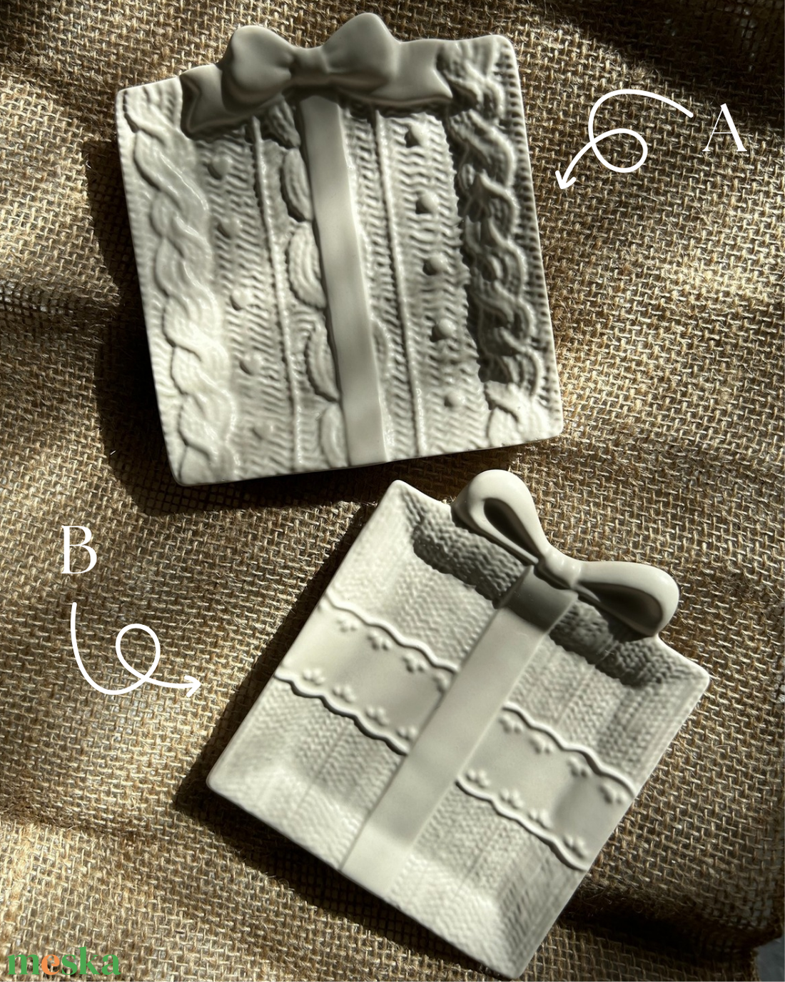 Kötött pulcsis masnis tálca - otthon & életmód - dekoráció - dísztárgy - Meska.hu