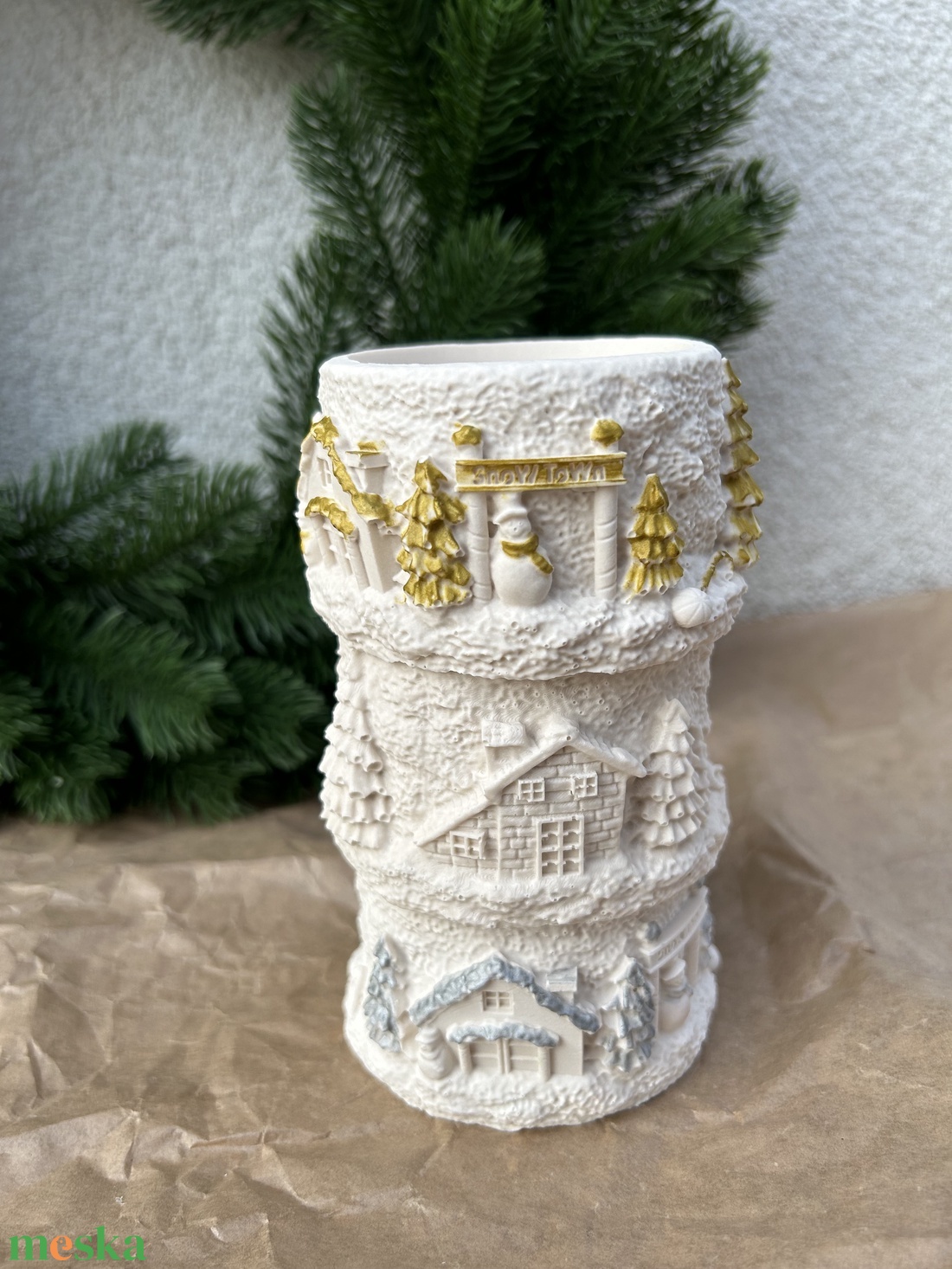 Téli falu teamécsestartó - otthon & életmód - dekoráció - dísztárgy - Meska.hu