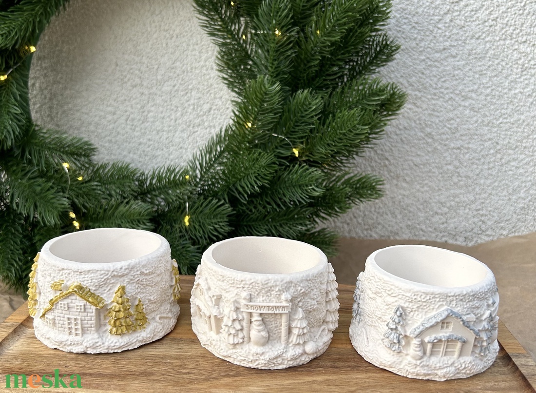 Téli falu teamécsestartó - otthon & életmód - dekoráció - dísztárgy - Meska.hu