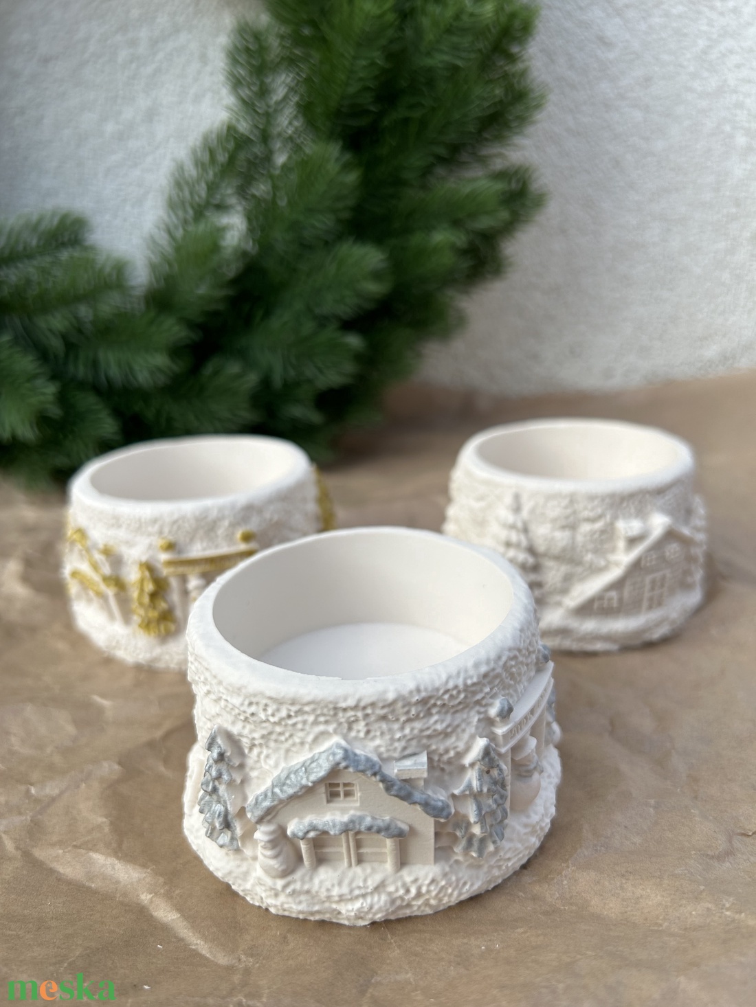 Téli falu teamécsestartó - otthon & életmód - dekoráció - dísztárgy - Meska.hu