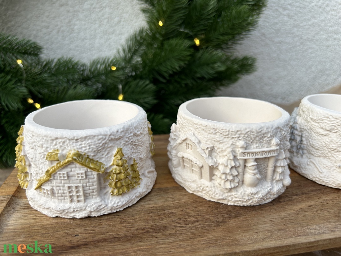 Téli falu teamécsestartó - otthon & életmód - dekoráció - dísztárgy - Meska.hu
