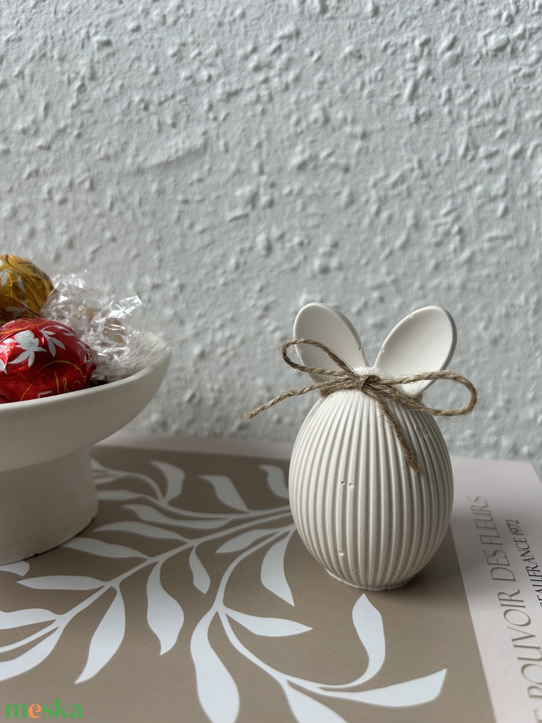 Nyuszifüles csíkos tojás - otthon & életmód - dekoráció - dísztárgy - Meska.hu