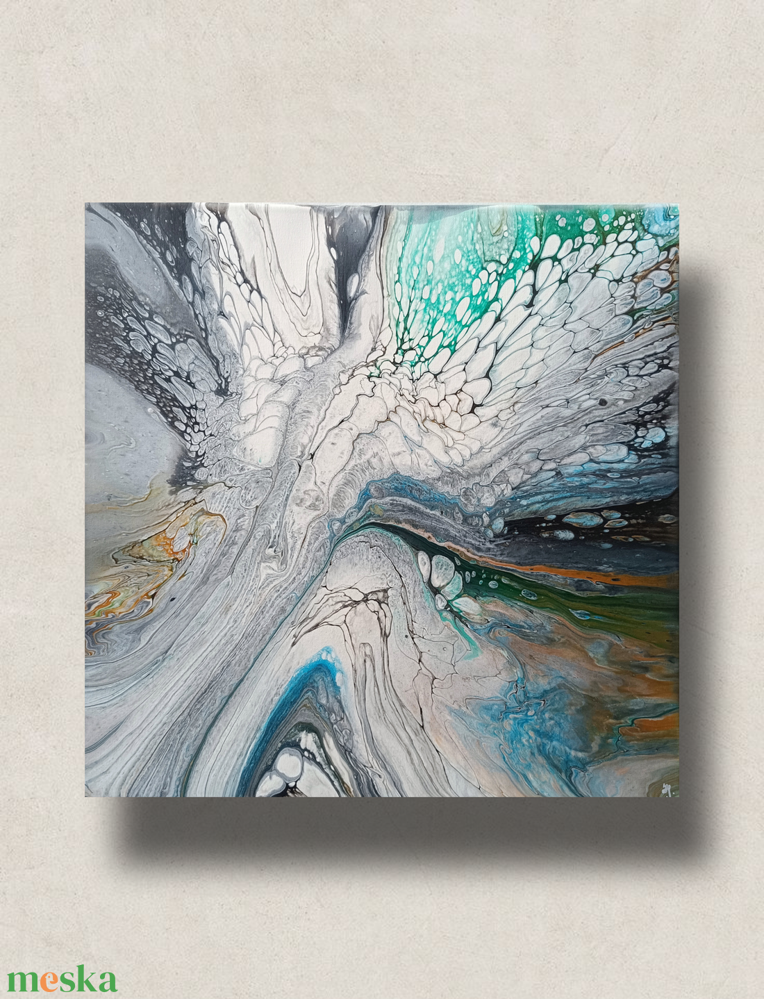 Gleccser/ 50 x 50 cm-es absztrakt akrilfestmény - kellékek & szerszámok - festék - akrilfesték - Meska.hu