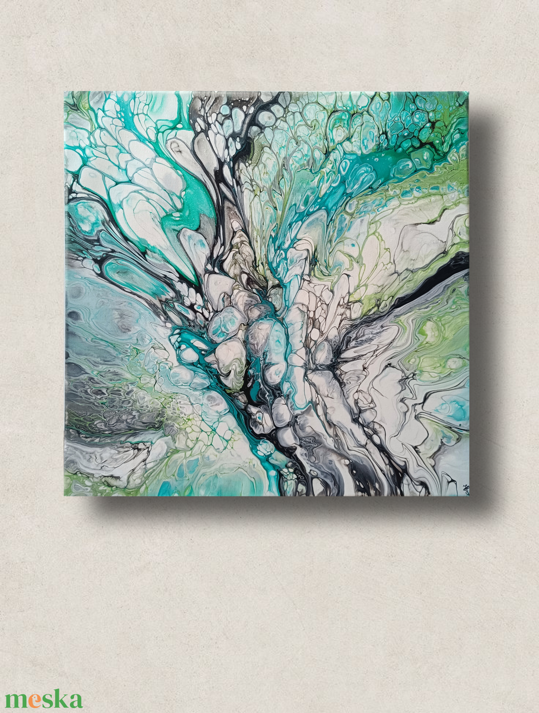 Sejtek / 50 x 50 cm-es absztrakt akrilfestmény  - kellékek & szerszámok - festék - akrilfesték - Meska.hu
