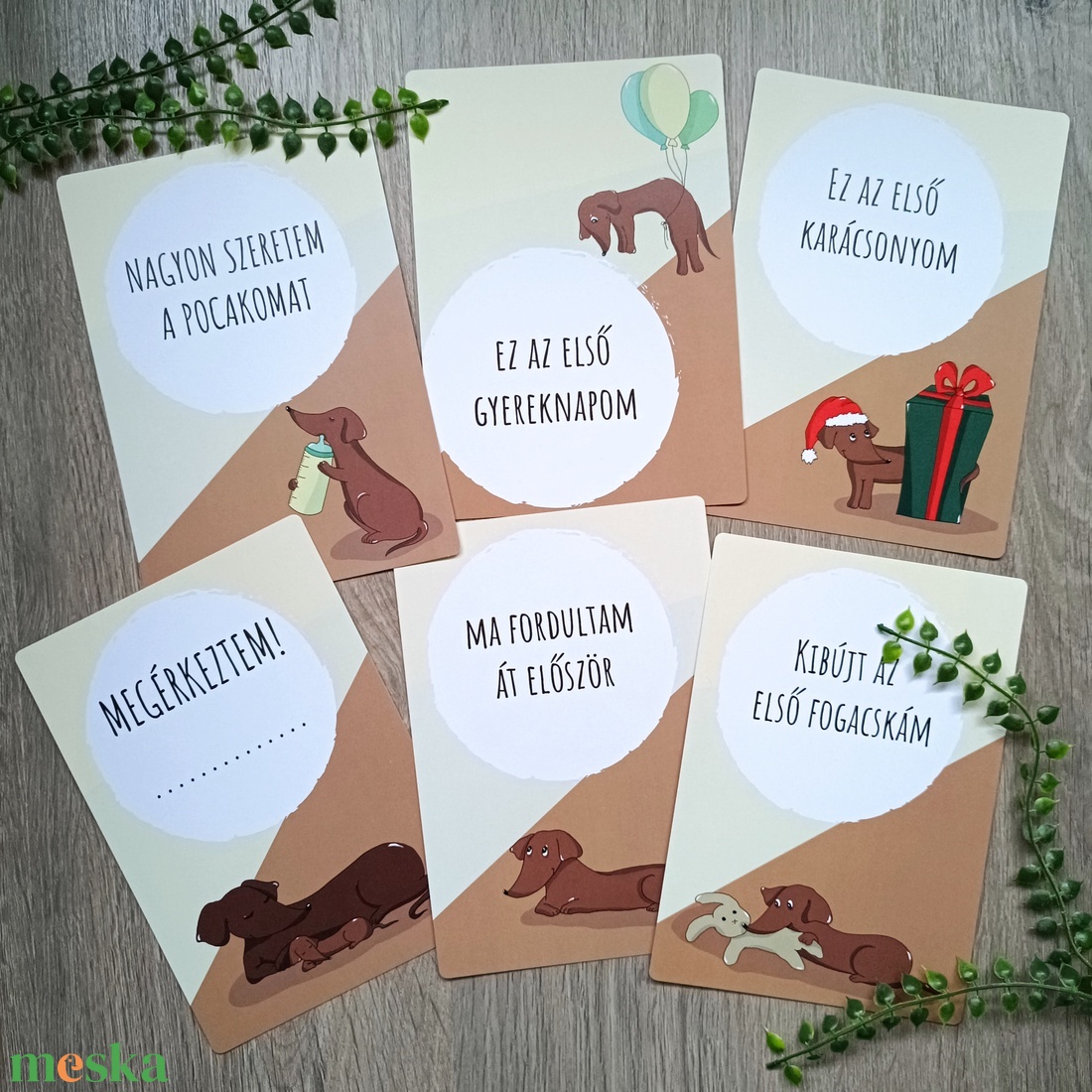 Baba mérföldkőkártya 24 db-os csomagban, tacskós - ruha & divat - babaruha & gyerekruha - babafotózási ruha és kellék - Meska.hu