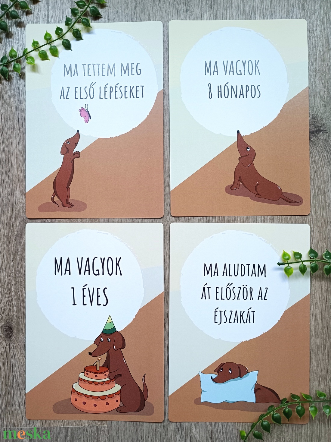 Baba mérföldkőkártya 24 db-os csomagban, tacskós - ruha & divat - babaruha & gyerekruha - babafotózási ruha és kellék - Meska.hu