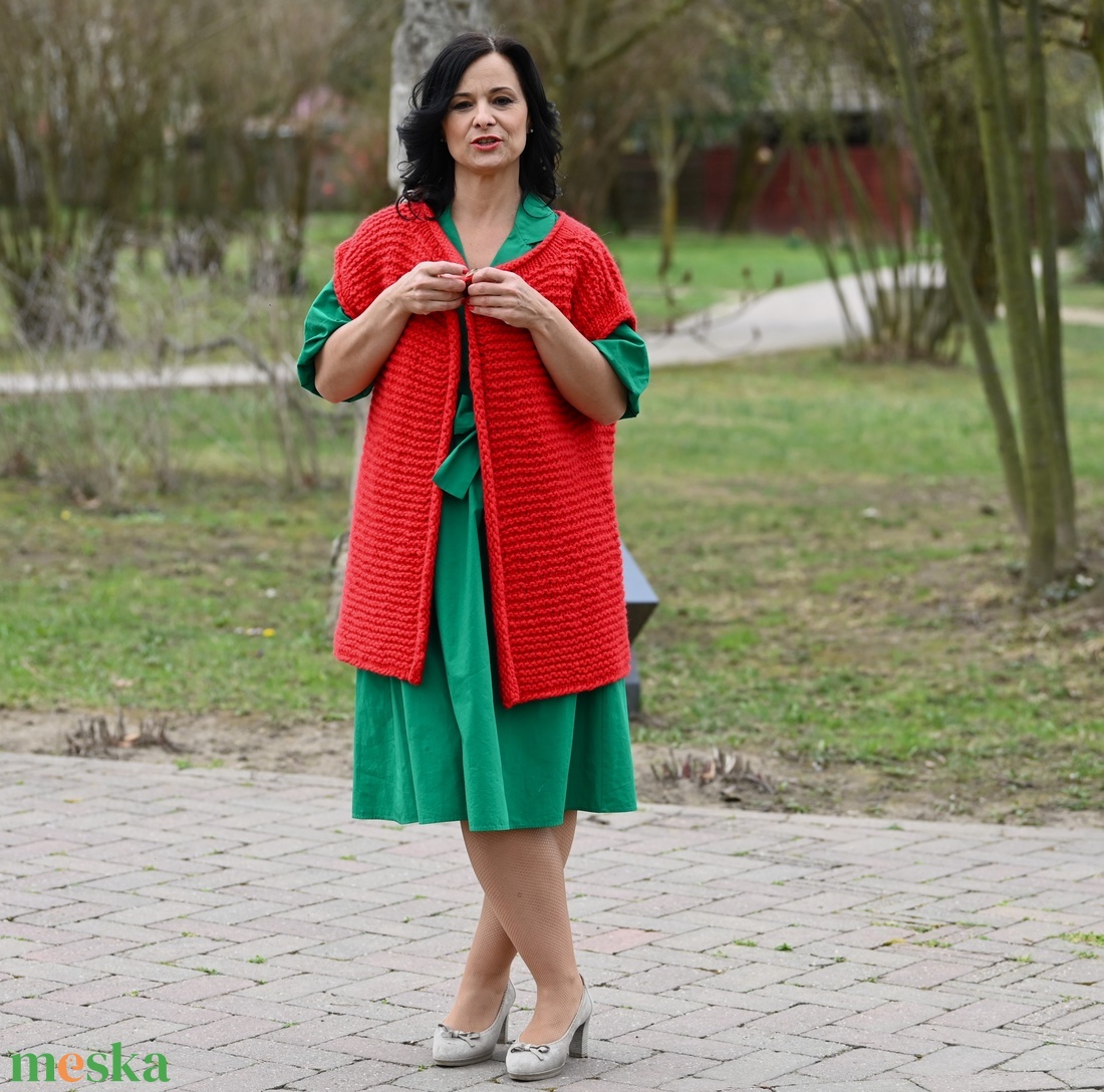 Gyapjúból kötött hosszú mellény - kabát - ruha & divat - női ruha - kabát - Meska.hu