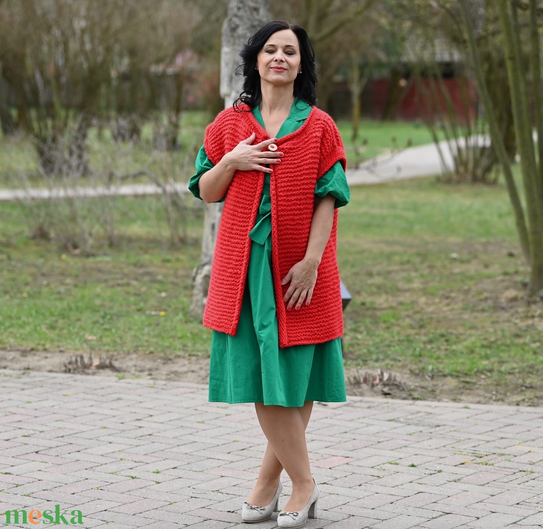 Gyapjúból kötött hosszú mellény - kabát - ruha & divat - női ruha - kabát - Meska.hu