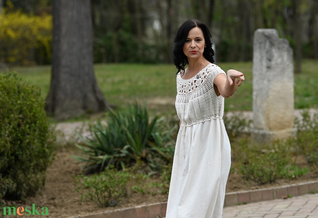 Fehér horgolt nyári ruha - ruha & divat - női ruha - ruha - Meska.hu