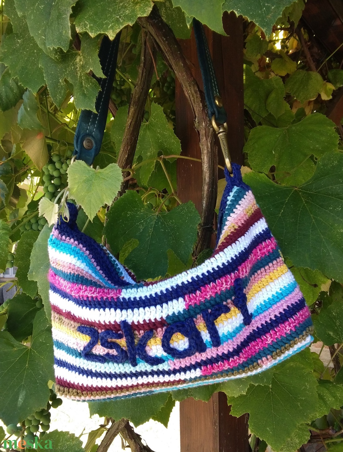 Színes, Miu Miu stílusú horgolt táska - táska & tok - kézitáska & válltáska - kézitáska - Meska.hu