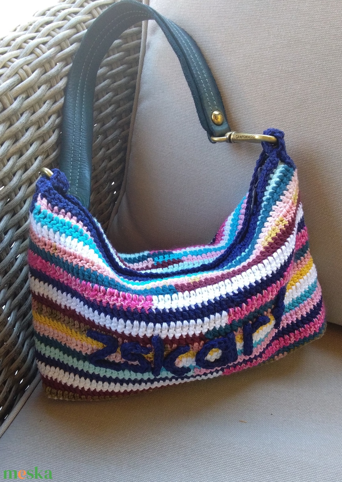 Színes, Miu Miu stílusú horgolt táska - táska & tok - kézitáska & válltáska - kézitáska - Meska.hu