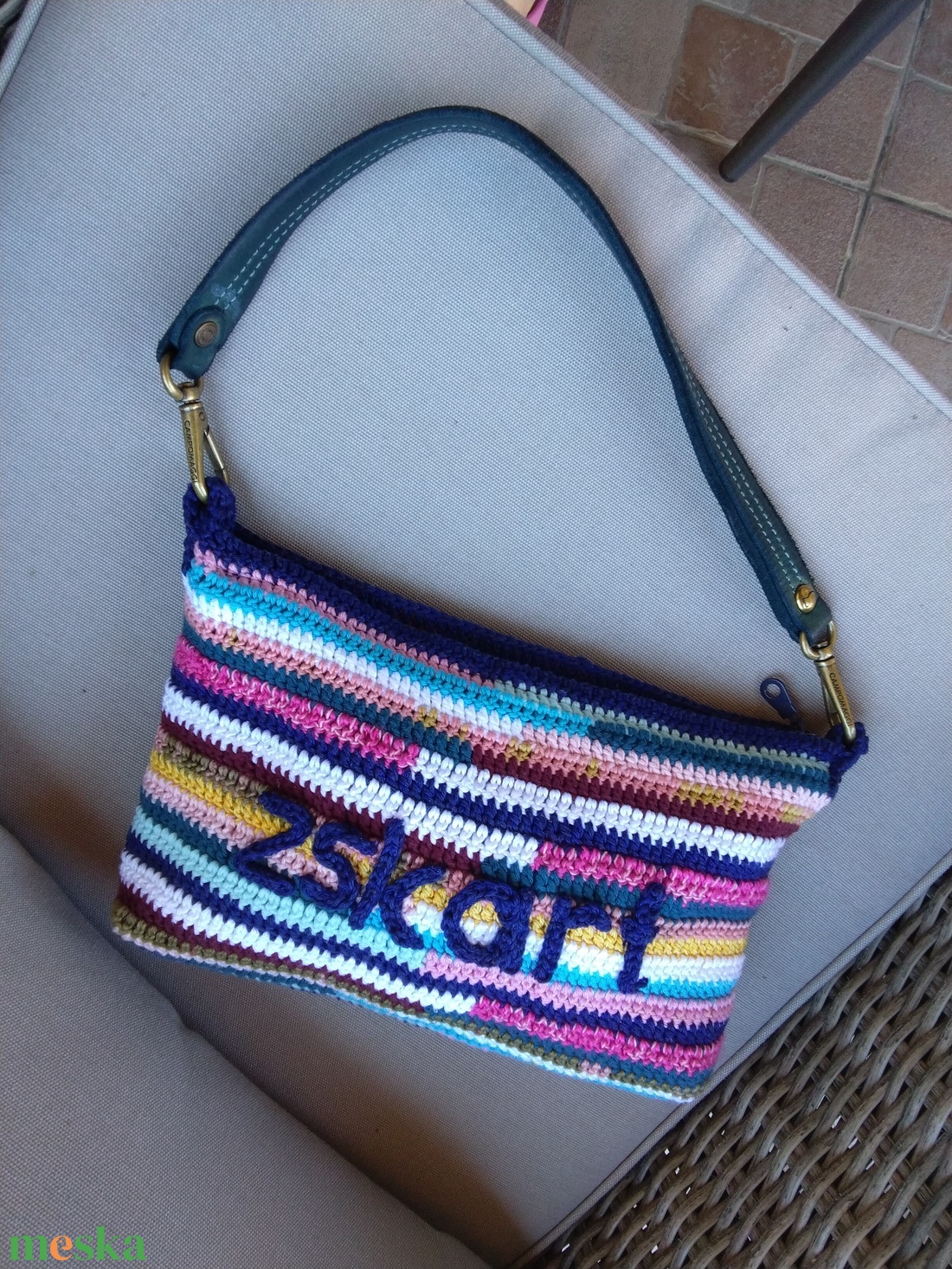 Színes, Miu Miu stílusú horgolt táska - táska & tok - kézitáska & válltáska - kézitáska - Meska.hu