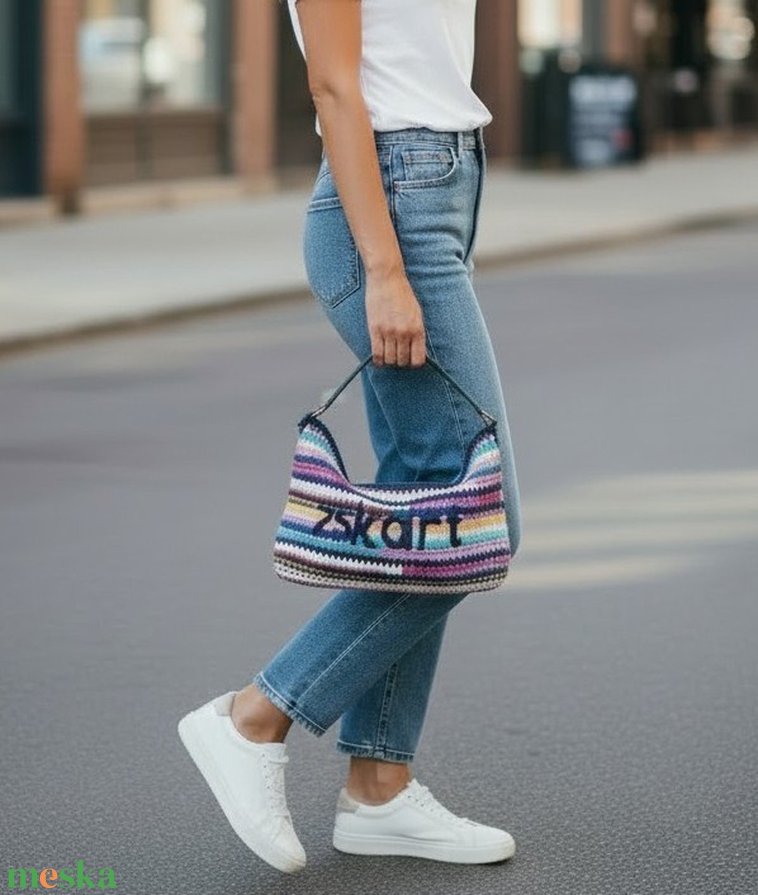 Színes, Miu Miu stílusú horgolt táska - táska & tok - kézitáska & válltáska - kézitáska - Meska.hu