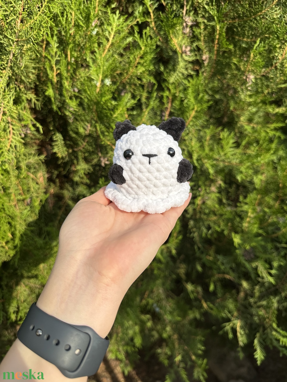 Horgolt mini szellem cica plüss - játék & sport - plüssállat & játékfigura - cica - Meska.hu