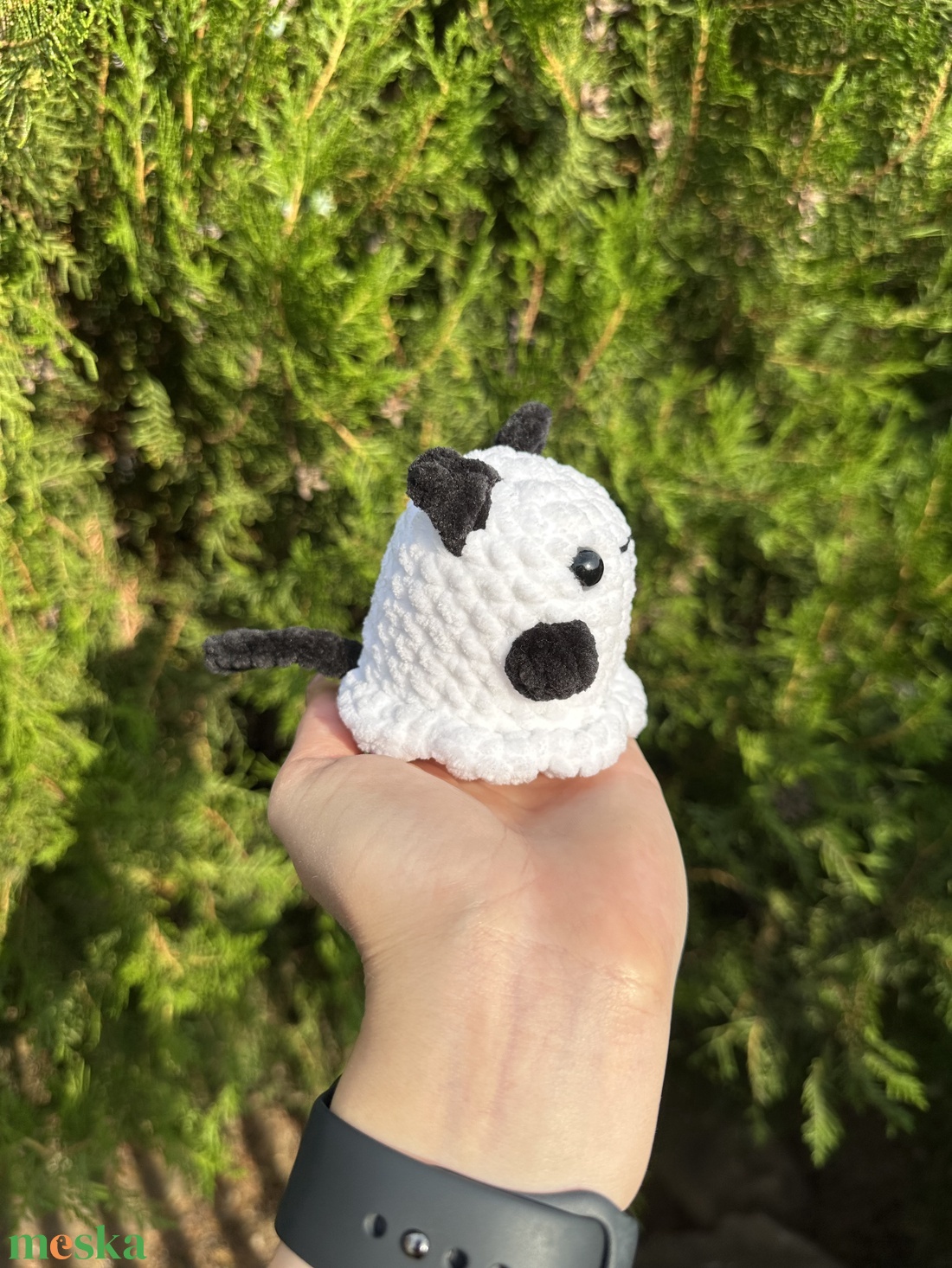 Horgolt mini szellem cica plüss - játék & sport - plüssállat & játékfigura - cica - Meska.hu