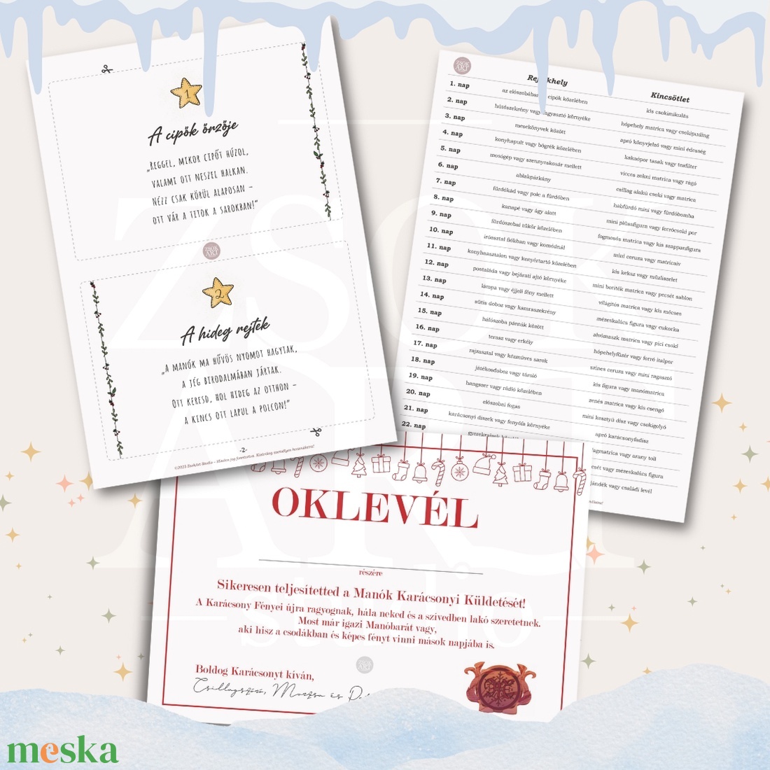 Adventi Kincsvadászat nyomtatható e-book - karácsony - adventi díszek - adventi naptár - Meska.hu