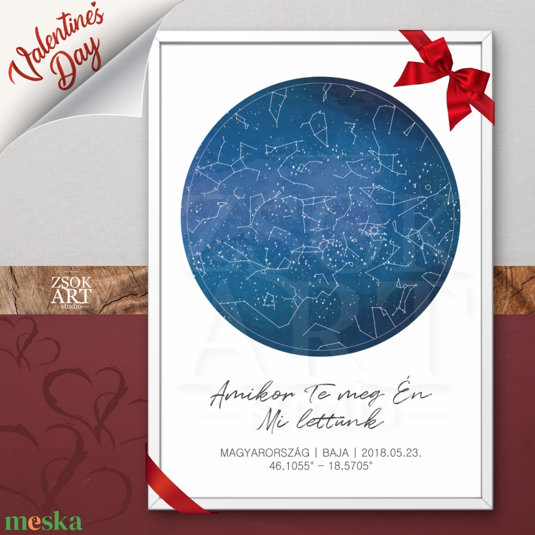 Csillagtérkép falikép � egyedi, személyre szabható ajándék Valentin napra  - művészet - grafika & illusztráció - művészi nyomat - Meska.hu