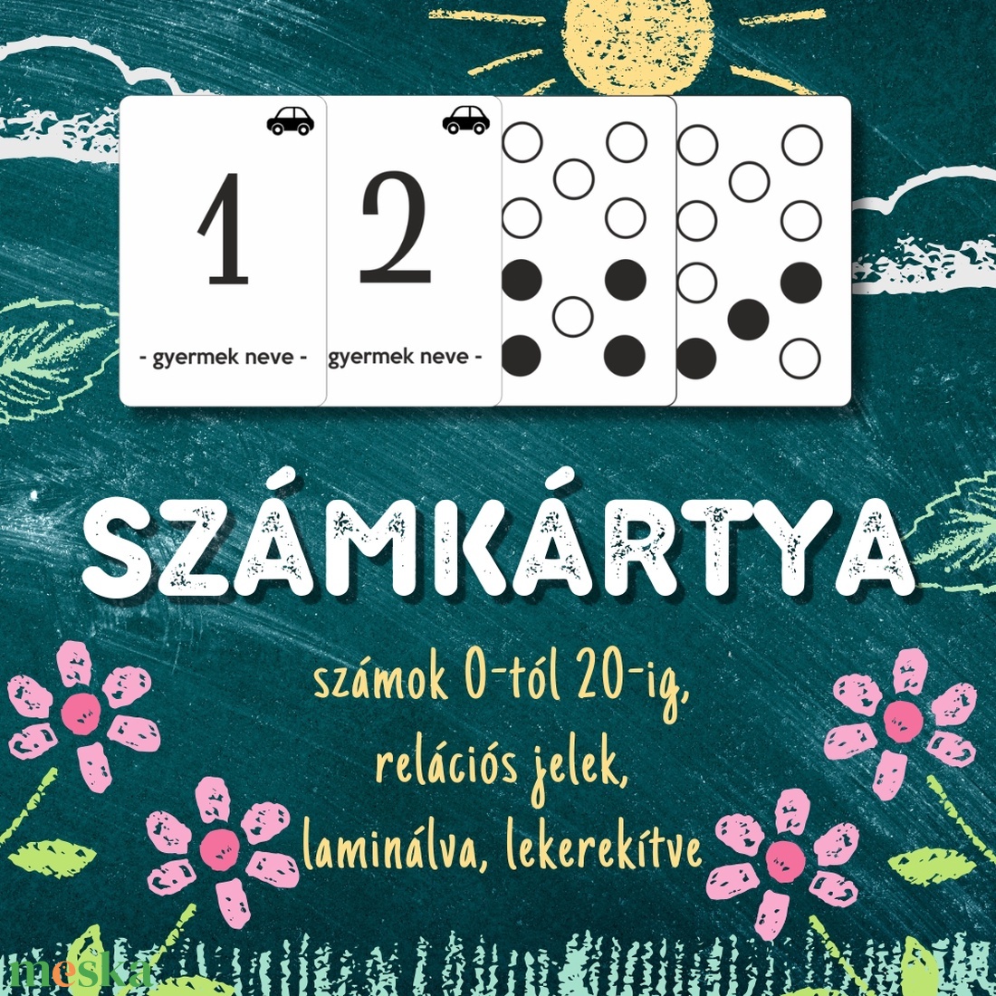 Számkártya - első osztályos csomag - Bátaszék - játék & sport - készségfejlesztő és logikai játék - oktató játékok - Meska.hu