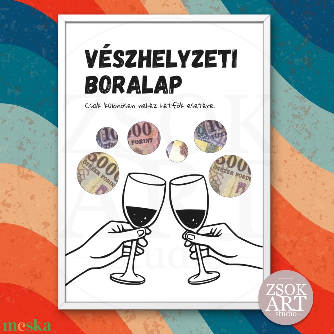 Vészhelyzeti boralap! - Vicces pénzátadó képkeret borrajongóknak - otthon & életmód - papír, írószer - ajándékozás kellékei - pénzátadó képkeret - Meska.hu