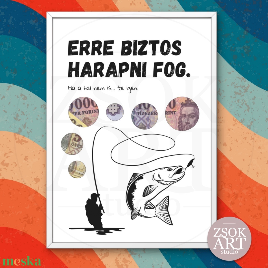 Erre biztos harapni fog. - Vicces pénzátadó képkeret horgászoknak - otthon & életmód - papír, írószer - ajándékozás kellékei - pénzátadó képkeret - Meska.hu