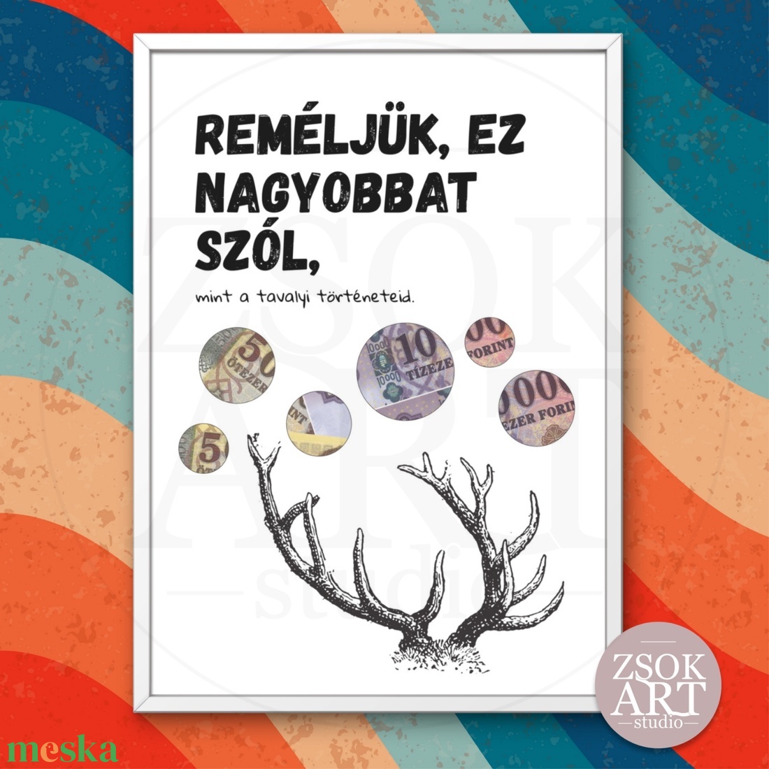Reméljük ez nagyobbat szól... - Vicces pénzátadó képkeret vadászoknak - otthon & életmód - papír, írószer - ajándékozás kellékei - pénzátadó képkeret - Meska.hu