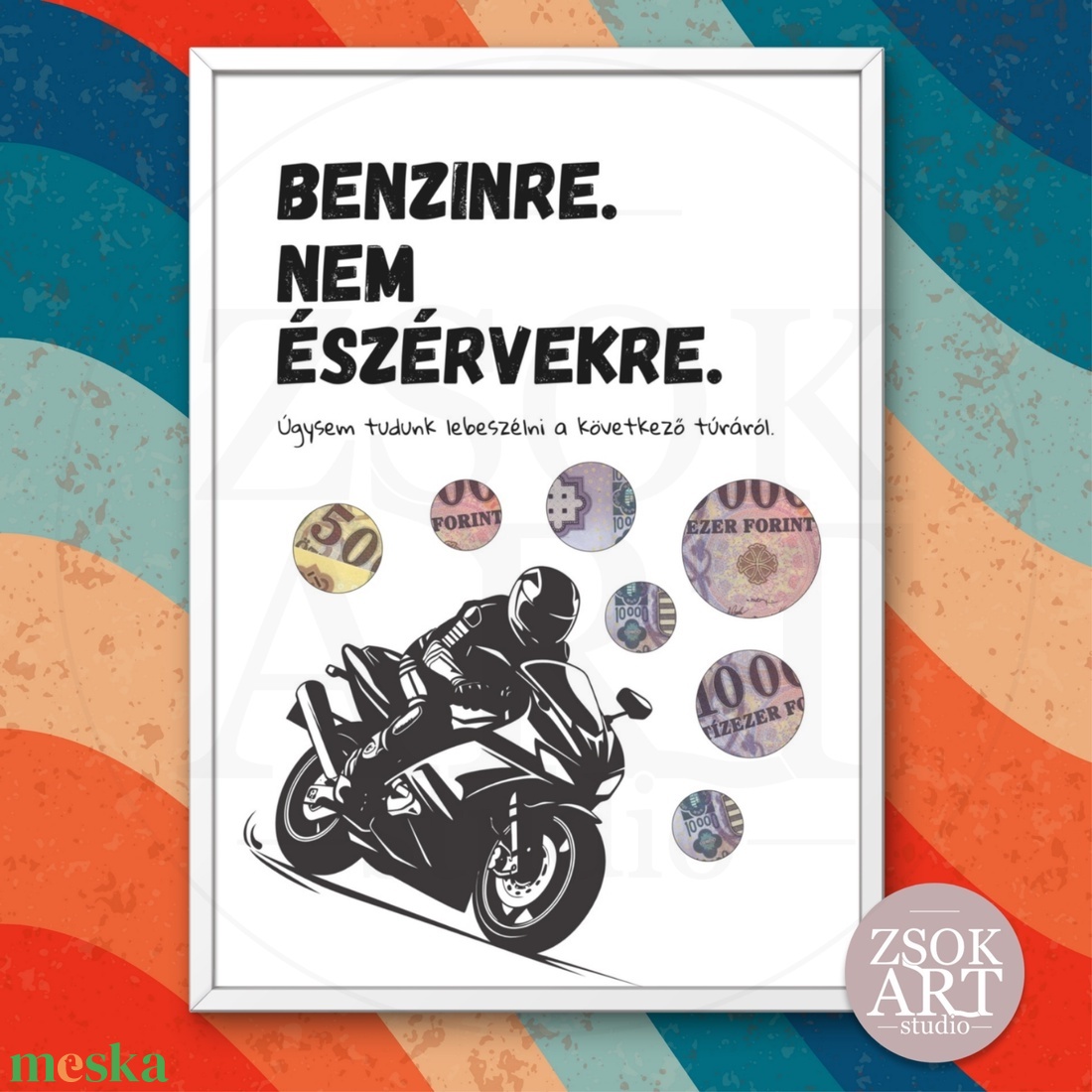 Benzinre. Nem észérvekre. - Vicces pénzátadó képkeret motorosoknak - otthon & életmód - papír, írószer - ajándékozás kellékei - pénzátadó képkeret - Meska.hu