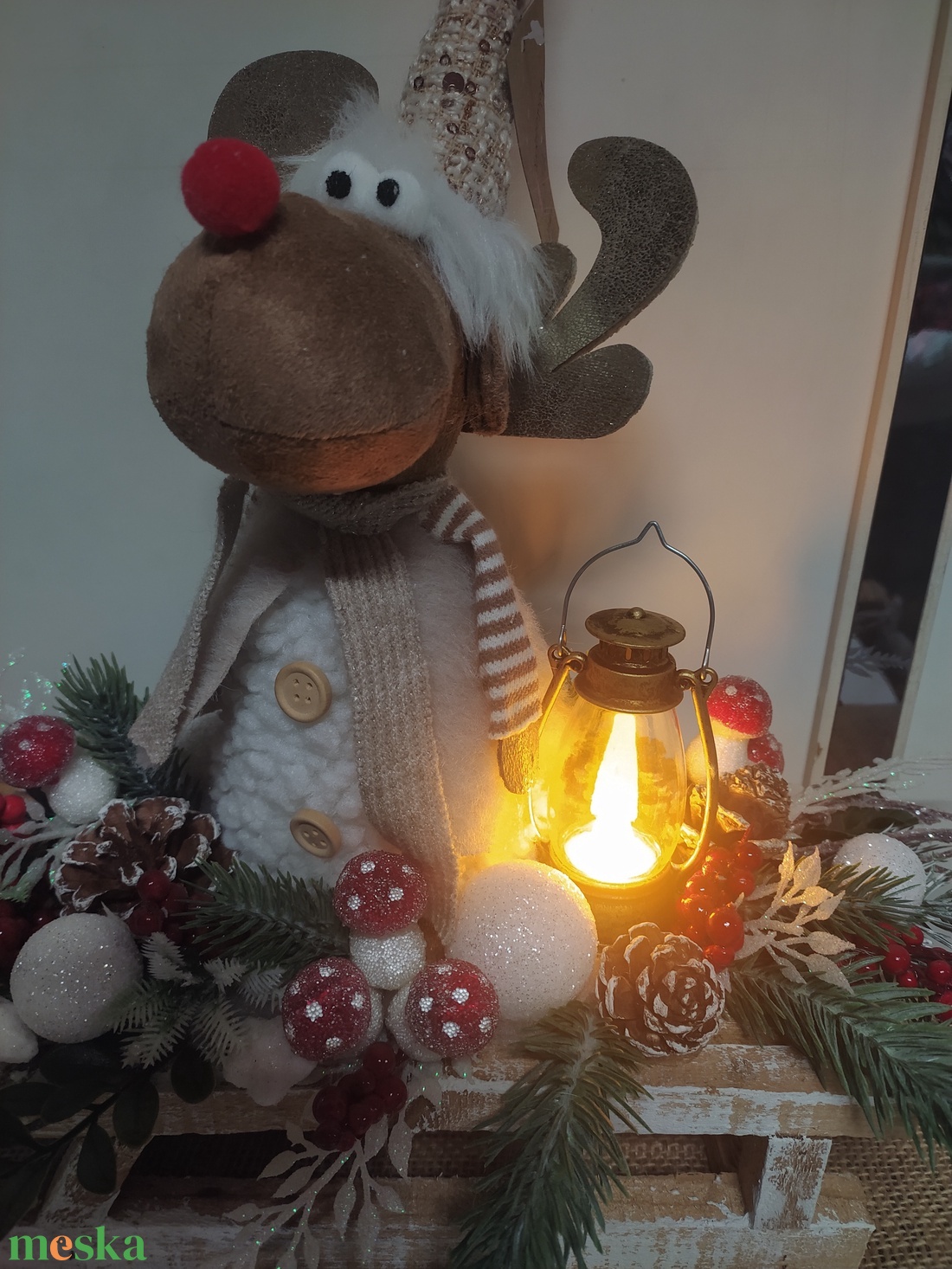 Szarvas szánkón - karácsony - karácsonyi lakásdekoráció - karácsonyi lakásdíszek - Meska.hu