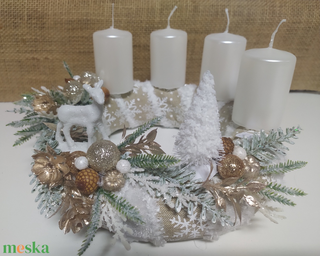 Adventi  gyöngyház gyertyás - karácsony - adventi díszek - adventi koszorú - Meska.hu
