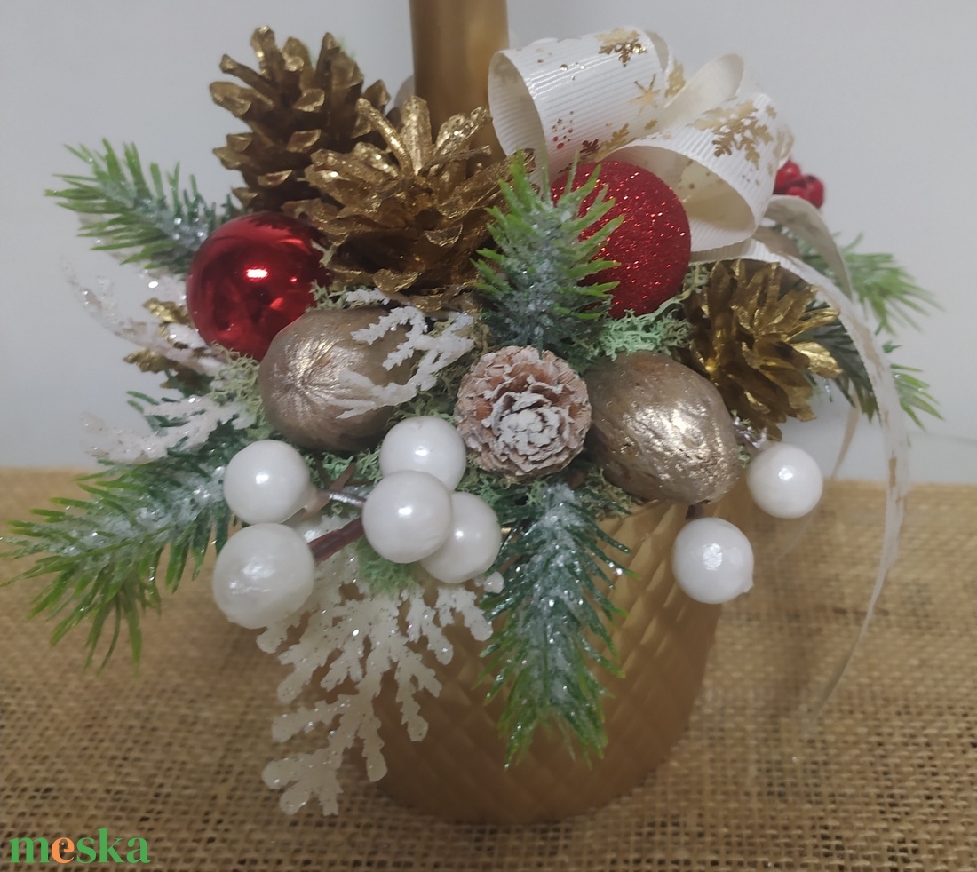 Egy gyertyás karácsonyi dísz - karácsony - karácsonyi lakásdekoráció - ünnepi asztaldekoráció - Meska.hu