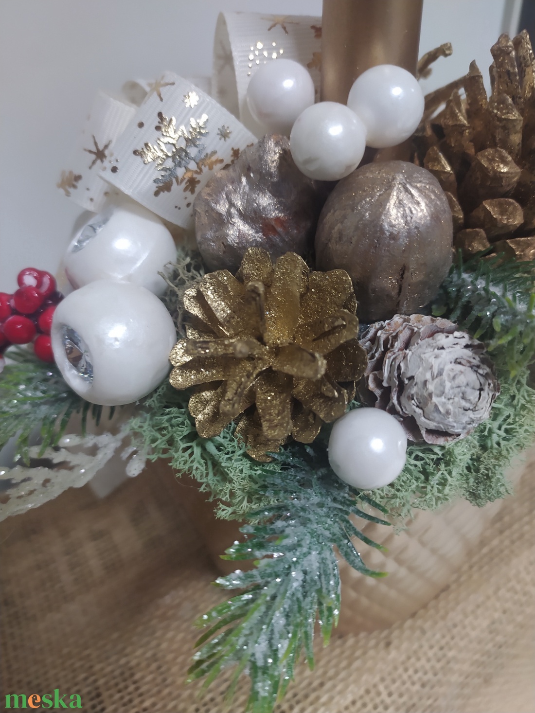 Egy gyertyás karácsonyi dísz - karácsony - karácsonyi lakásdekoráció - ünnepi asztaldekoráció - Meska.hu