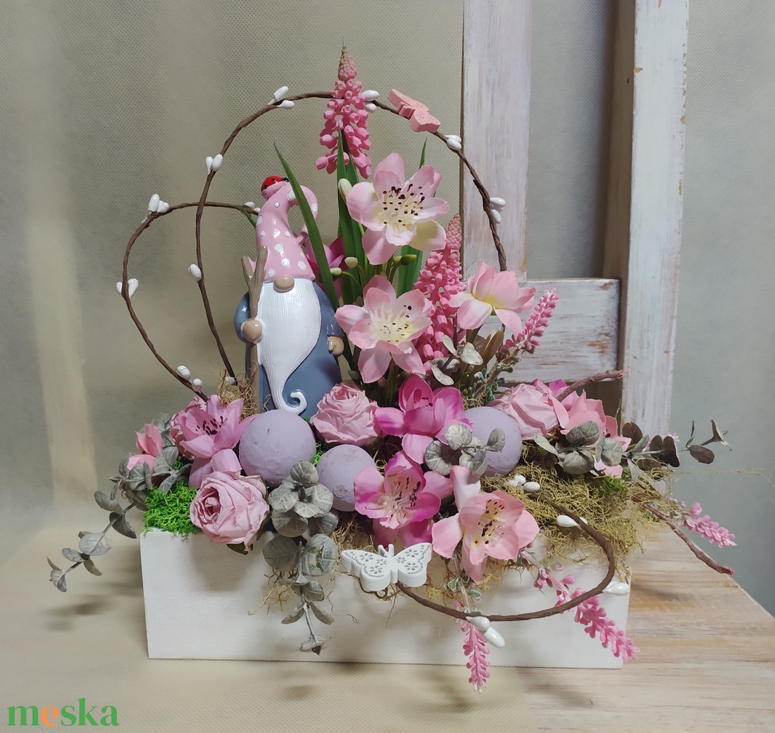 Tavaszi manós asztaldísz - otthon & életmód - dekoráció - asztal és polc dekoráció - dekorációs tál, tartó - Meska.hu