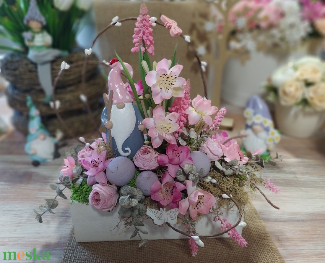 Tavaszi manós asztaldísz - otthon & életmód - dekoráció - asztal és polc dekoráció - dekorációs tál, tartó - Meska.hu