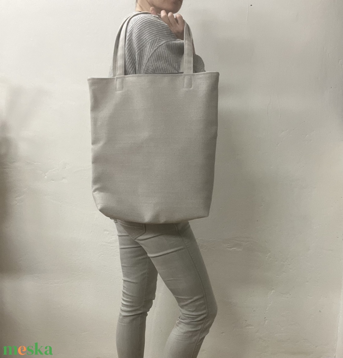 Szürke gyapjú tote bag - táska & tok - kézitáska & válltáska - válltáska - Meska.hu