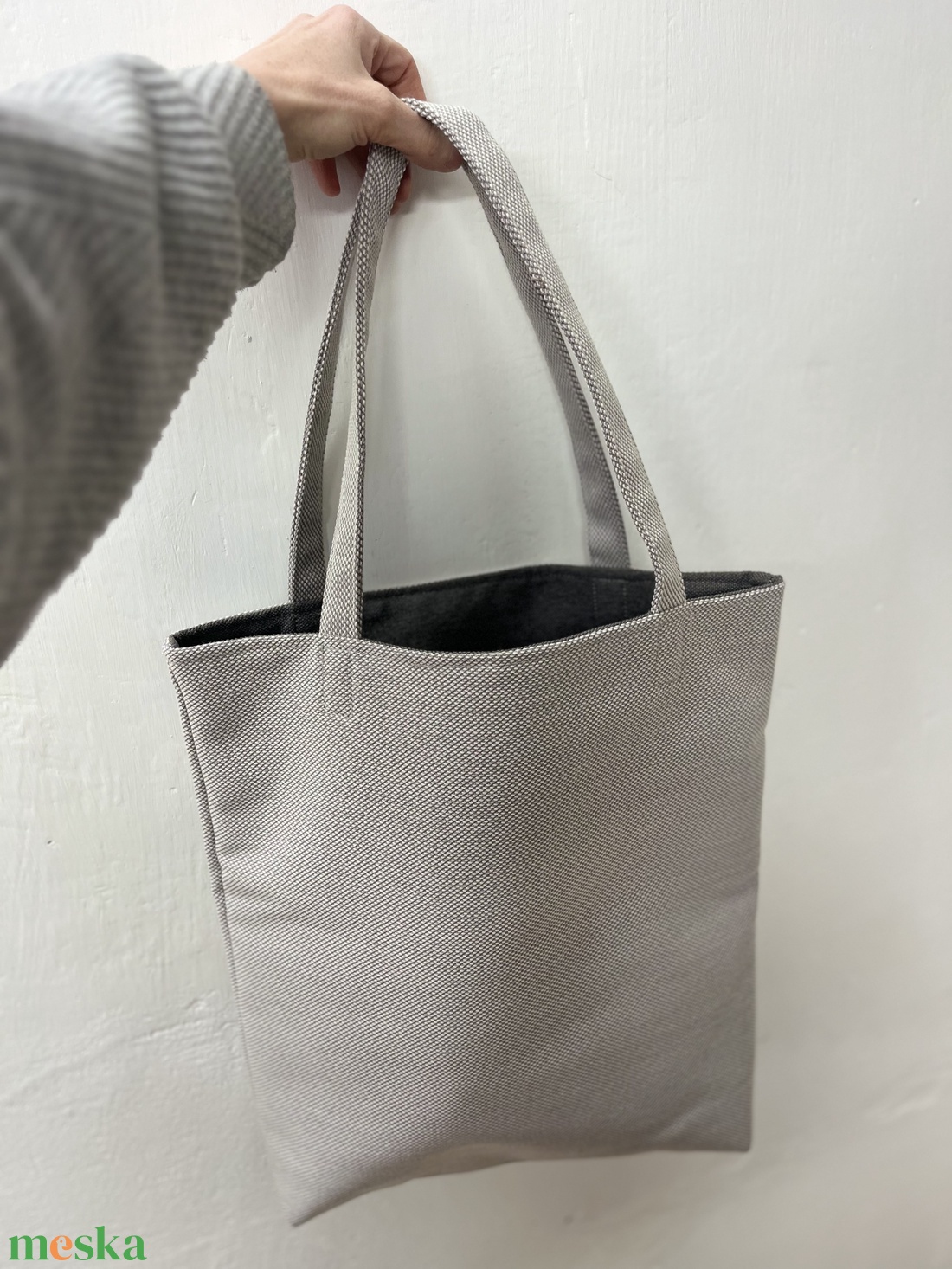 Szürke gyapjú tote bag - táska & tok - kézitáska & válltáska - válltáska - Meska.hu