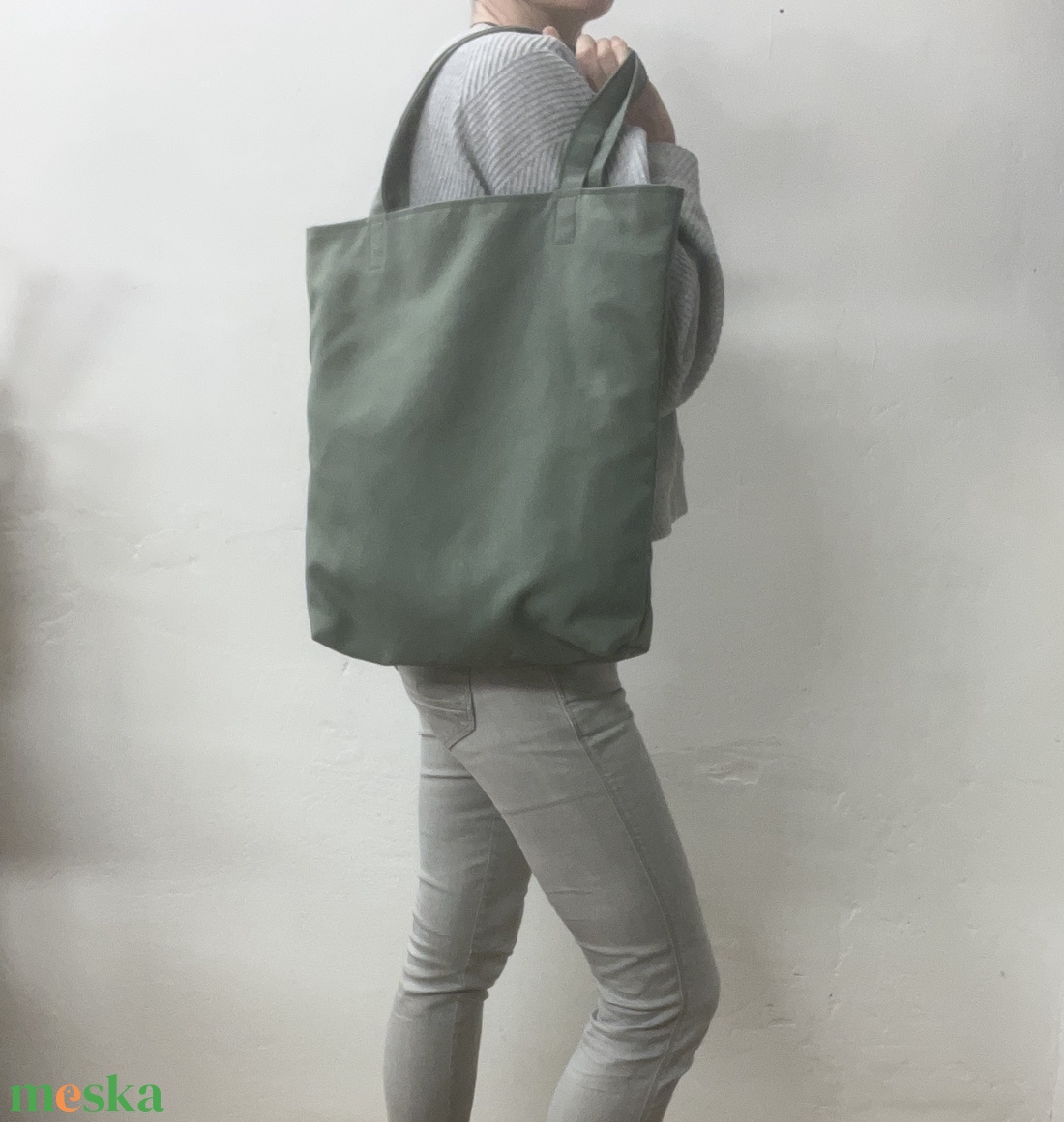 Zöld tote bag - táska & tok - kézitáska & válltáska - válltáska - Meska.hu