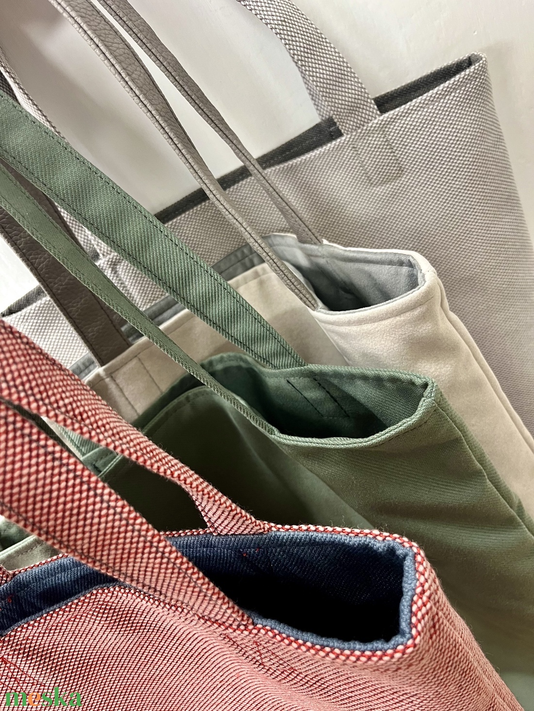 Krém/szürke tote bag - táska & tok - kézitáska & válltáska - válltáska - Meska.hu