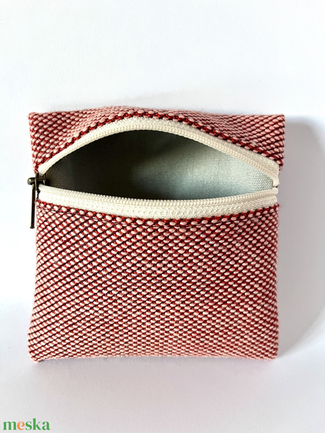 Piros gyapjú pénztárca - táska & tok - pénztárca & más tok - aprópénztartó - Meska.hu