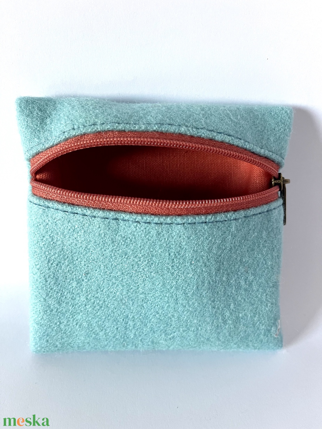 Kék gyapjú pénztárca - táska & tok - pénztárca & más tok - aprópénztartó - Meska.hu