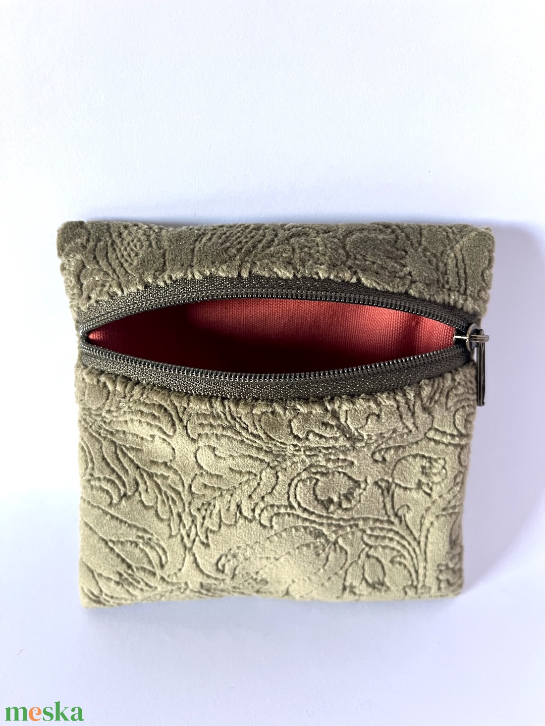 Zöld bársony pénztárca - táska & tok - pénztárca & más tok - aprópénztartó - Meska.hu