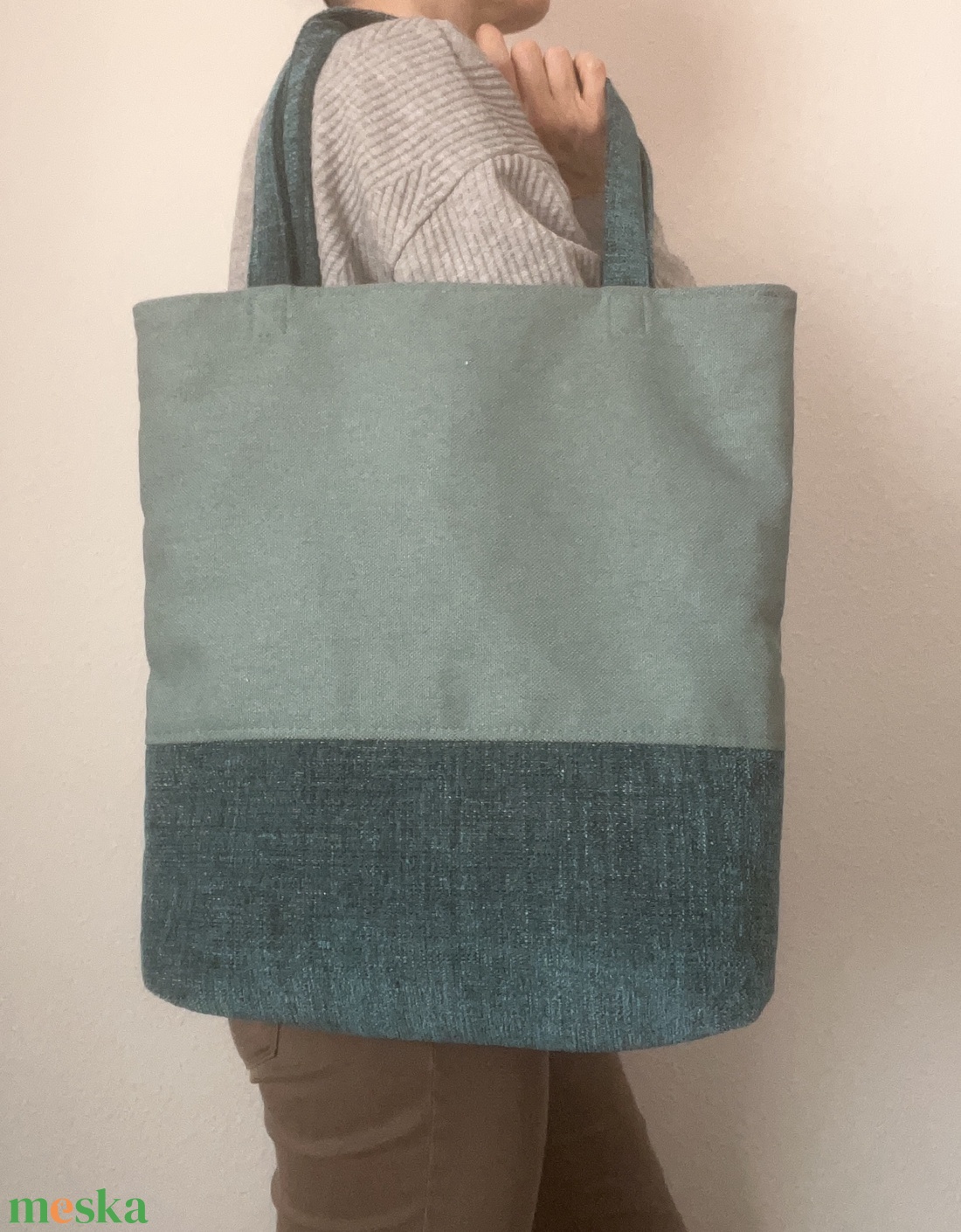 Zöld tote bag - táska & tok - kézitáska & válltáska - válltáska - Meska.hu