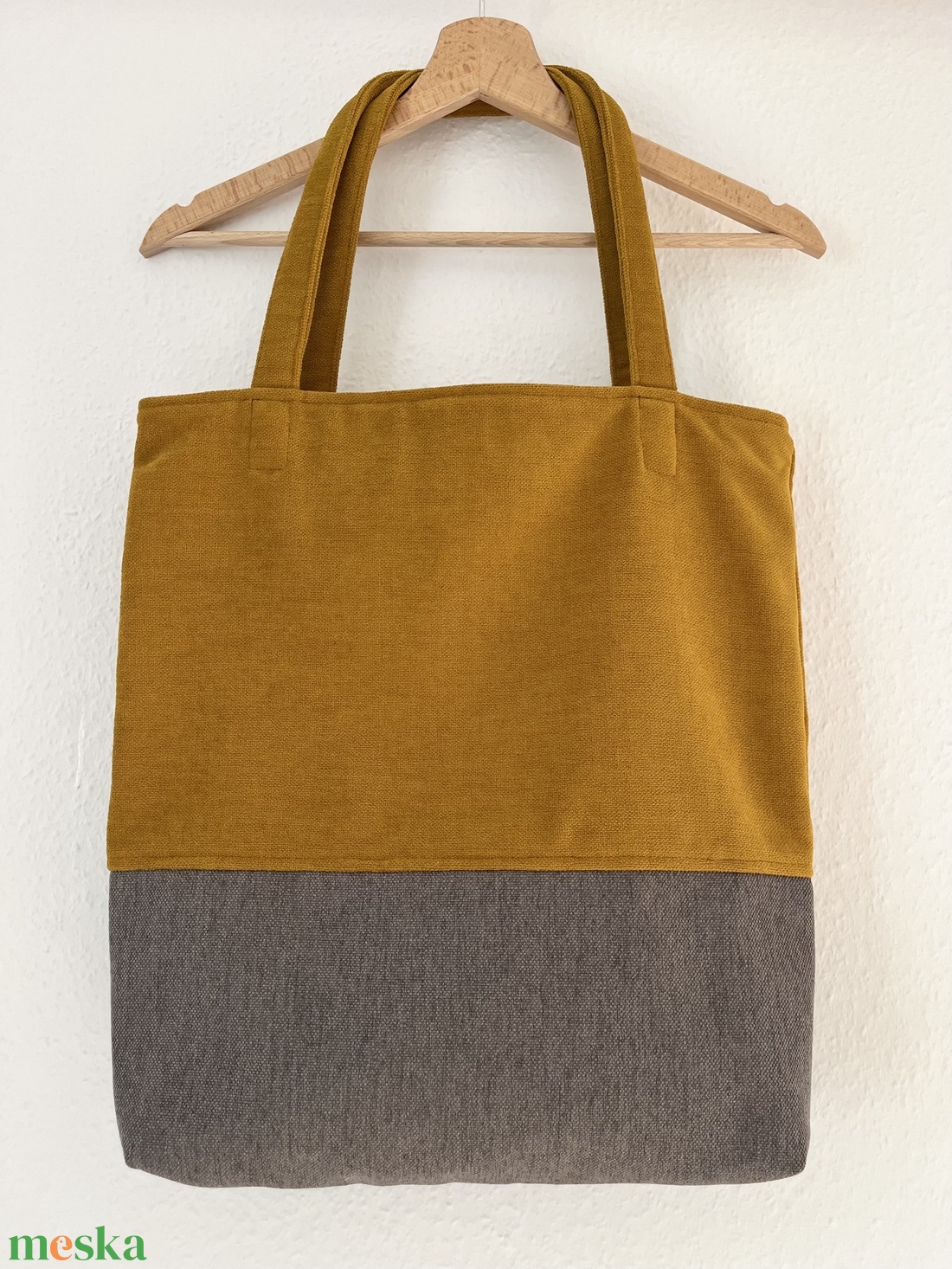 Mustár és szürke tote bag - táska & tok - kulcstartó & táskadísz - kulcstartó - Meska.hu