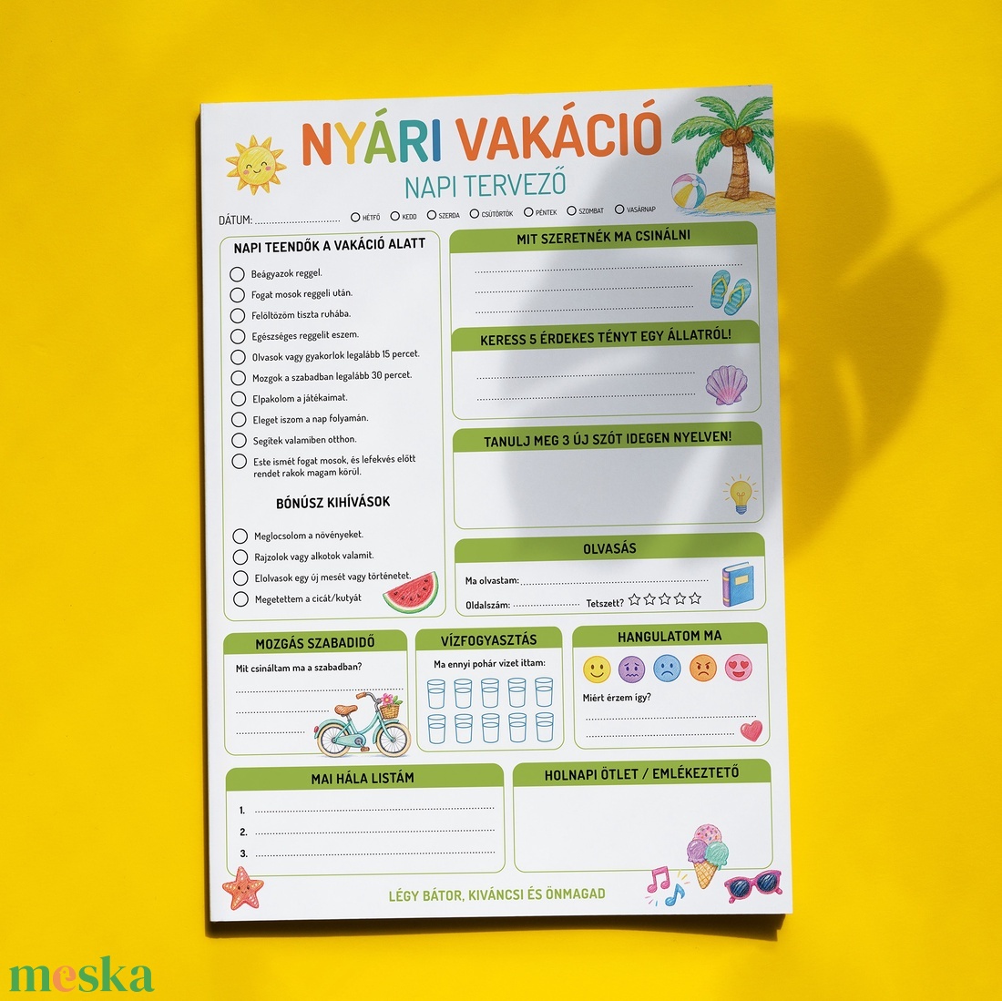 Nyári napi tervező kisiskolásoknak  - művészet - grafika & illusztráció - digitális - Meska.hu